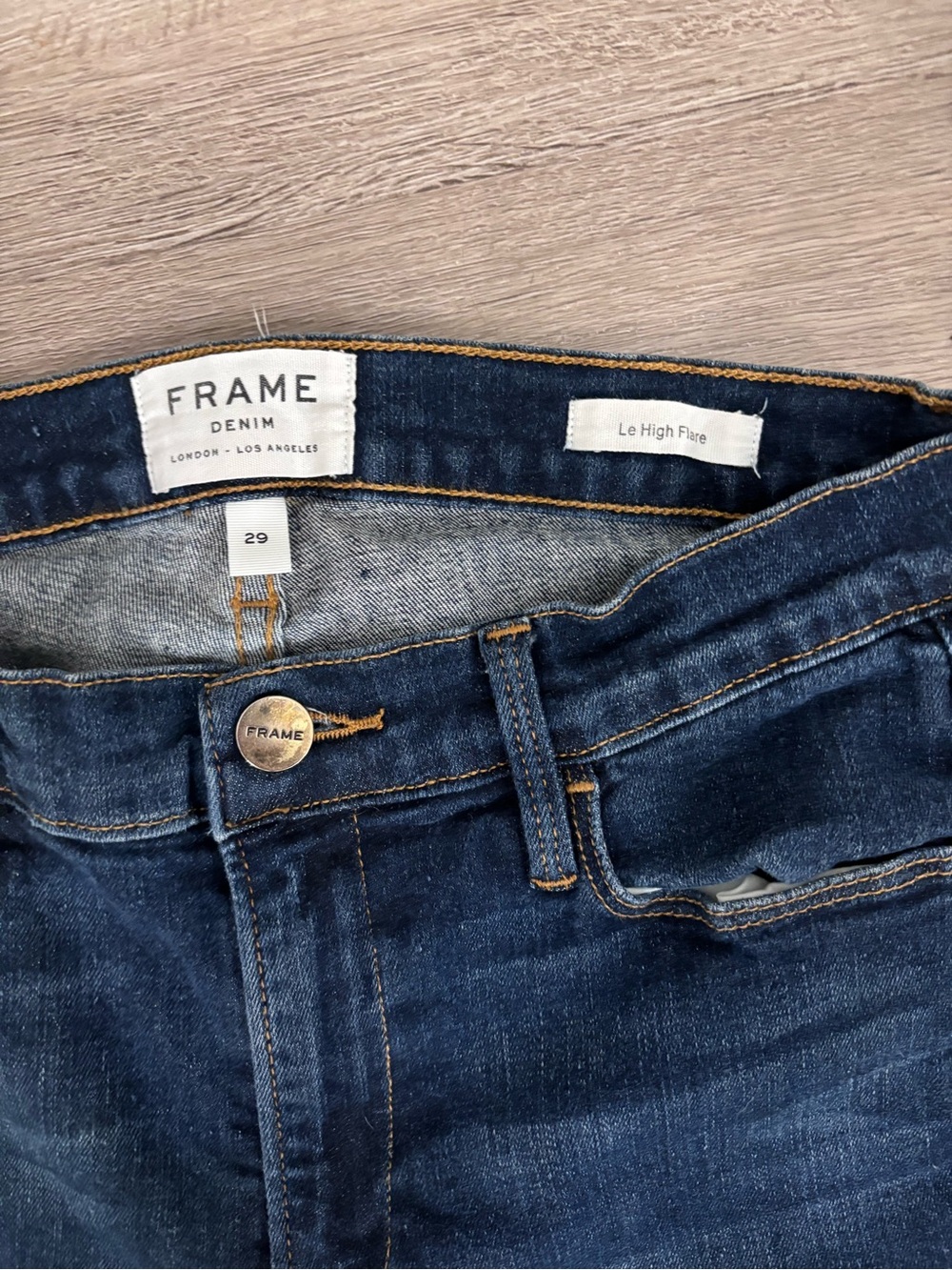 Frame Denim Le High Flare Jeans in Dark Blue